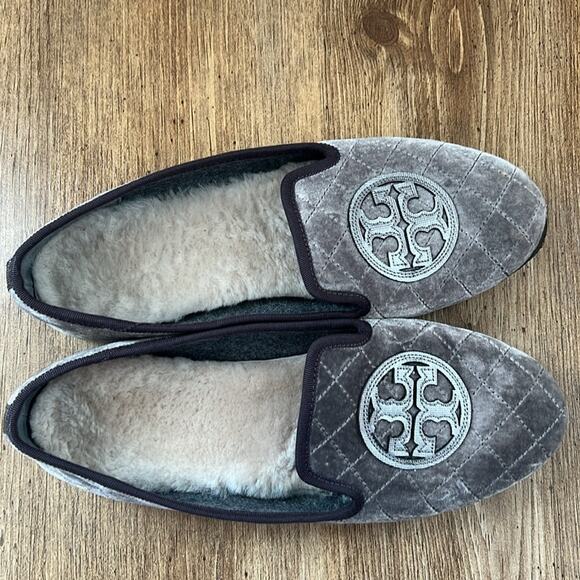 Tory Burch Velvet Slippers in Taupe - Picture 7 of 10